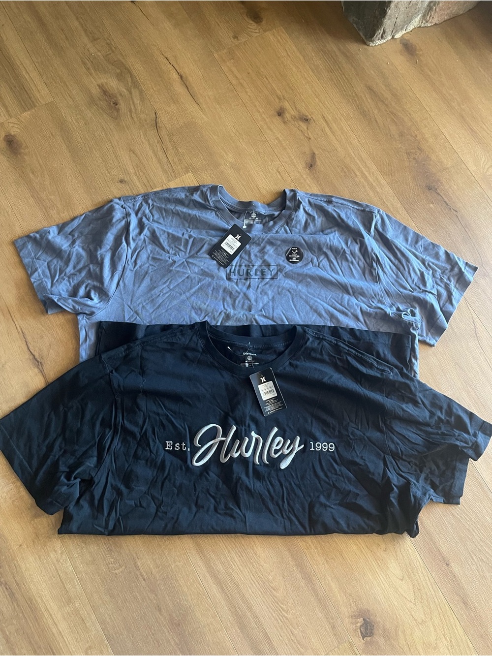 Hurley Blue and Black Logo Crew Neck Tees